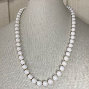 Vintage white glass bead necklace
